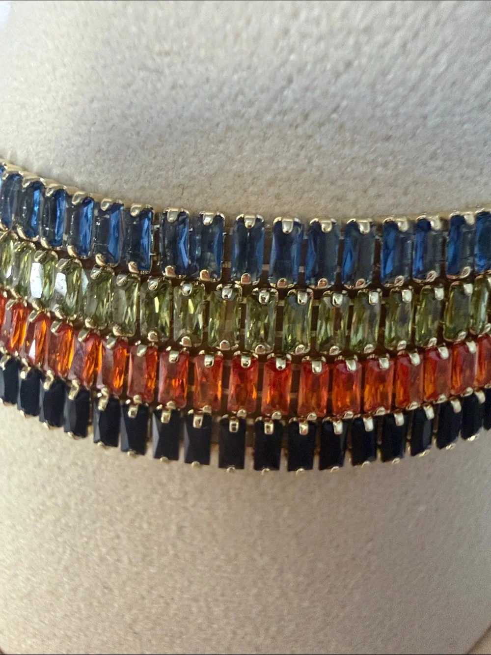 Bundle Multicolor Crystal Baguette Bracelet Stack - Blue, Green, Orange, Black